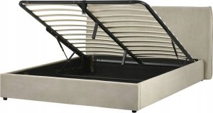 Beliani Łóżko z pojemnikiem welurowe 160 x 200 cm beżowoszare LAVAUR 3