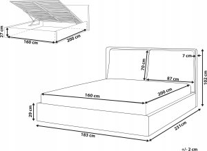Beliani Łóżko z pojemnikiem welurowe 160 x 200 cm beżowe BAJONNA 4