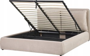 Beliani Łóżko z pojemnikiem welurowe 160 x 200 cm beżowe BAJONNA 7