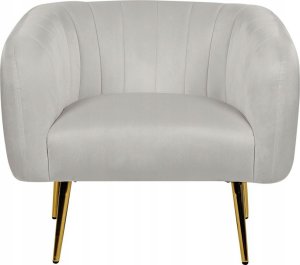 Beliani Welur Fotel Jasnoszary LACONIA 2