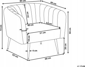 Beliani Welur Fotel Jasnoszary LACONIA 9