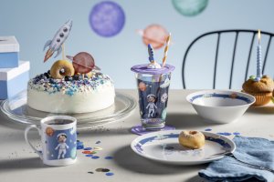 Leonardo Szklanka z pokrywą i spodkiem 300ml kosmos BAMBINI AVVENTURA - 2