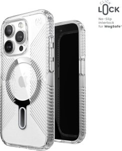 Speck Speck Presidio Perfect-Clear Grip ClickLock & MagSafe - Etui iPhone 15 Pro (Clear / Chrome Finish / Serene Silver) 1