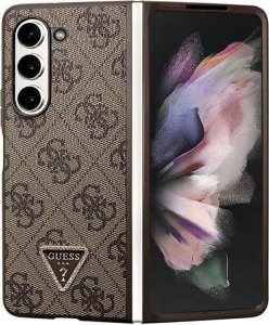 Guess Guess GUHCZFD5P4TDPW F946 Z Fold5 brązowy/brown hardcase Leather 4G Triangle Strass 12