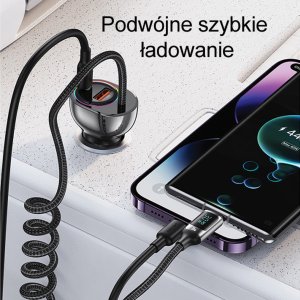 Ładowarka Usams USAMS Ład. sam. C37 1xUSB+1xUSB-C 60W + kabel USB-C 30W PD+QC Fast Charge czarny/black CC192CC01 (US-CC192) 14