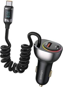 Ładowarka Usams USAMS Ład. sam. C37 1xUSB+1xUSB-C 60W + kabel USB-C 30W PD+QC Fast Charge czarny/black CC192CC01 (US-CC192) 18