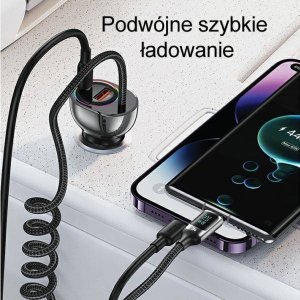 Ładowarka Usams USAMS Ład. sam. C37 1xUSB+1xUSB-C 60W + kabel USB-C 30W PD+QC Fast Charge czarny/black CC192CC01 (US-CC192) 21
