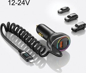 Ładowarka Usams Ładowarka samochodowa USAMS US-CC193 1xUSB-A 18W+1xUSB-C 30W + kabel Ligtning 30W PD+QC Fast Charge czarny/black 17