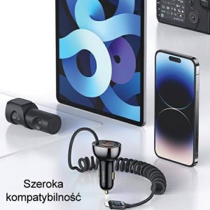 Ładowarka Usams Ładowarka samochodowa USAMS US-CC193 1xUSB-A 18W+1xUSB-C 30W + kabel Ligtning 30W PD+QC Fast Charge czarny/black 22