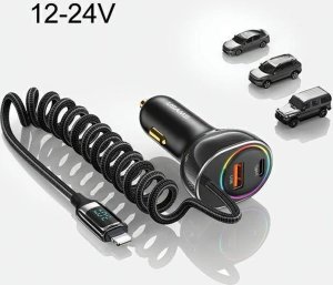 Ładowarka Usams Ładowarka samochodowa USAMS US-CC193 1xUSB-A 18W+1xUSB-C 30W + kabel Ligtning 30W PD+QC Fast Charge czarny/black 26