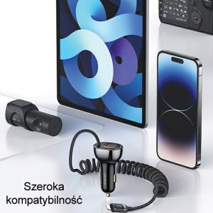 Ładowarka Usams Ładowarka samochodowa USAMS US-CC193 1xUSB-A 18W+1xUSB-C 30W + kabel Ligtning 30W PD+QC Fast Charge czarny/black 5