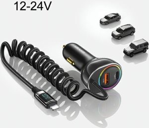 Ładowarka Usams Ładowarka samochodowa USAMS US-CC193 1xUSB-A 18W+1xUSB-C 30W + kabel Ligtning 30W PD+QC Fast Charge czarny/black 9