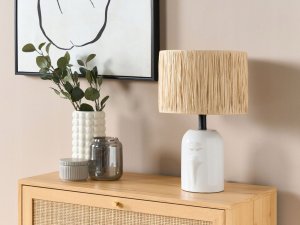 Lampa stołowa Beliani Lampa stołowa ceramiczna biała JUBONES 2