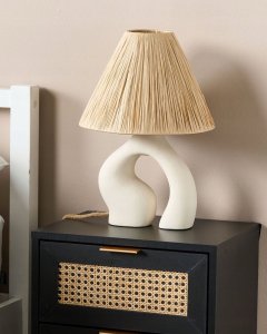 Lampa stołowa Beliani Lampa stołowa ceramiczna biała BARBAS 12