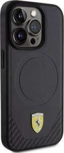 Ferrari FEHMP15LPTEK iPhone 15 Pro 6.1" czarny/black hardcase Carbon Metal Logo MagSafe 12