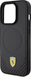 Ferrari FEHMP15LPTEK iPhone 15 Pro 6.1" czarny/black hardcase Carbon Metal Logo MagSafe 14