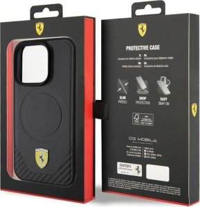 Ferrari FEHMP15LPTEK iPhone 15 Pro 6.1" czarny/black hardcase Carbon Metal Logo MagSafe 16