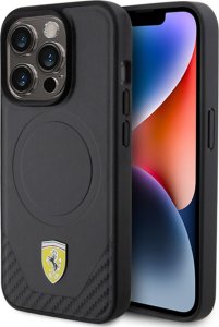 Ferrari FEHMP15LPTEK iPhone 15 Pro 6.1" czarny/black hardcase Carbon Metal Logo MagSafe 17