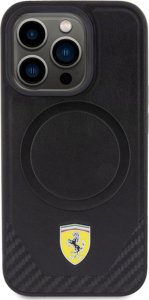 Ferrari FEHMP15LPTEK iPhone 15 Pro 6.1" czarny/black hardcase Carbon Metal Logo MagSafe 19