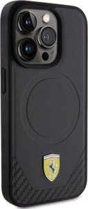 Ferrari FEHMP15LPTEK iPhone 15 Pro 6.1" czarny/black hardcase Carbon Metal Logo MagSafe 20