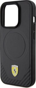 Ferrari FEHMP15LPTEK iPhone 15 Pro 6.1" czarny/black hardcase Carbon Metal Logo MagSafe 22