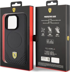 Ferrari FEHMP15LPTEK iPhone 15 Pro 6.1" czarny/black hardcase Carbon Metal Logo MagSafe 24