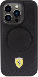 Ferrari FEHMP15LPTEK iPhone 15 Pro 6.1" czarny/black hardcase Carbon Metal Logo MagSafe 3