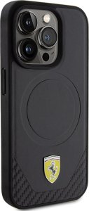 Ferrari FEHMP15LPTEK iPhone 15 Pro 6.1" czarny/black hardcase Carbon Metal Logo MagSafe 4