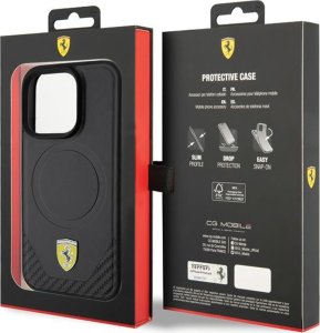 Ferrari FEHMP15LPTEK iPhone 15 Pro 6.1" czarny/black hardcase Carbon Metal Logo MagSafe 8