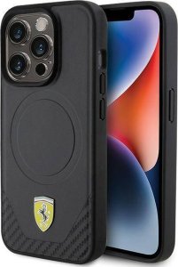 Ferrari FEHMP15LPTEK iPhone 15 Pro 6.1" czarny/black hardcase Carbon Metal Logo MagSafe 9