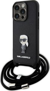 Karl Lagerfeld Karl Lagerfeld KLHCP15LSASKNPSK iPhone 15 Pro 6.1" hardcase czarny/black Crossbody Saffiano Monogram Metal Pin Karl & Choupette 1