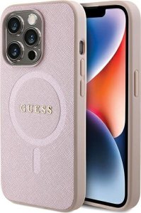 Guess Guess GUHMP15XPSAHMCP iPhone 15 Pro Max 6.7" różowy/pink hardcase Saffiano MagSafe 1