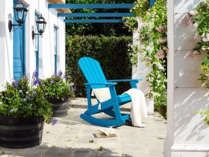 Beliani Krzesło ogrodowe MDF Niebieski ADIRONDACK 6