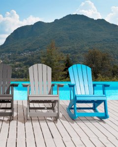 Beliani Krzesło ogrodowe MDF Niebieski ADIRONDACK 10