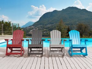 Beliani Krzesło ogrodowe MDF Czerwony ADIRONDACK 2