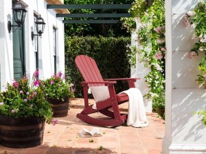 Beliani Krzesło ogrodowe MDF Czerwony ADIRONDACK 6