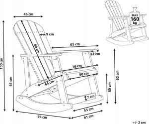 Beliani Krzesło ogrodowe MDF Czerwony ADIRONDACK 7