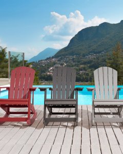 Beliani Krzesło ogrodowe MDF Ciemnoszary ADIRONDACK 10