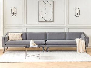 Beliani Sofa XXL dla 4 osób Tkanina Szary LORETELLO 2