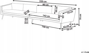 Beliani Sofa XXL dla 4 osób Tkanina Szary LORETELLO 9