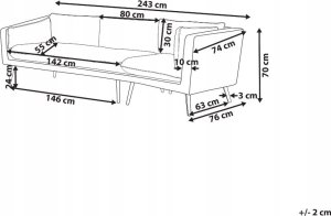 Beliani Sofa narożna dla 3 osób Lewostronny Tkanina Szary LORETELLO 9