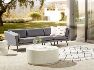 Beliani Narożnik Sofa prawostronna dla 3 osób Prawostronny Tkanina Szary LORETELLO 11