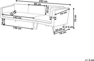 Beliani Narożnik Sofa prawostronna dla 3 osób Prawostronny Tkanina Szary LORETELLO 9