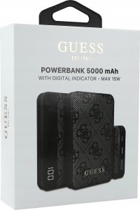 Powerbank Guess Guess Powerbank 15W GUPB5LP4GEGK 5000mAh czarny/black 4G Leather Metal Logo 6