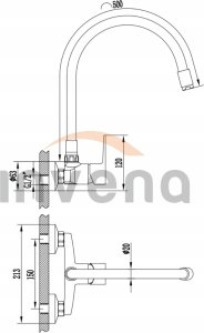 Bateria kuchenna Invena BATERIA SCIENNA VERSO Z ELASTYCZNA WYLEWKA - KOLOR BEZOWY 2