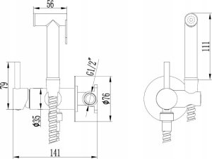 Bateria bidetowa Invena BATERIA  BIDETOWA PODTYNK OKRAGLA, CZARNY 3