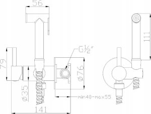 Bateria bidetowa Invena BATERIA  BIDETOWA PODTYNK OKRAGLA, CZARNY 4