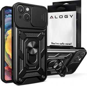 Alogy Etui pancerne do iPhone 15 Plus Camshield Case Ring Alogy Stand z osłonką na aparat slide czarne 1