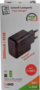 Ładowarka 2GO 2GO Netz-Ladegerät 100V-240V 2x USB Type C 3000mA  schwarz 1