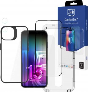 3MK Etui +szkło ekran +obiektyw do iPhone 15 Plus Zestaw 3mk Comfort Set 4in1 case lens hartowane 2